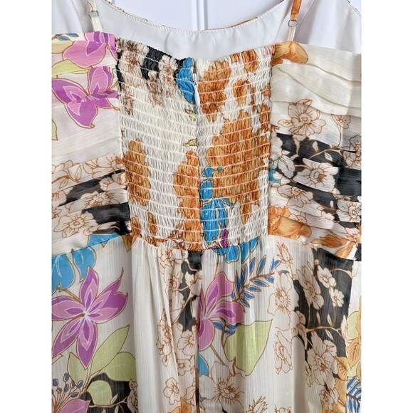 GUESS Women's Sleeveless High-Low Vicky Maxi Dress Floral Print Butter Yellow S - Picture 15 of 16